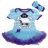 Newborn Baby Blue Polka Dots Purple Pirate Tutu Bodysuit Jumpsuit Pettiskirt Dress Bow 0-18M thumbnail-1