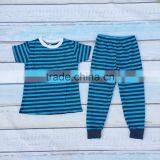 Wholesale Children Organic Cotton Fabric Pajamas Kids Girls Matching Fancy Striped Pajamas thumbnail-2