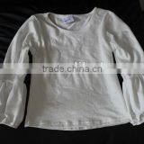 Baby Girls Solid White Color Shirts for Girls Ruffle Long Fluffy Sleeve t Shirt Baby Girls Clothing for Kids Autumn Shirts thumbnail-1