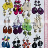 Color Natural Material Tagua Nut and Seed Drop Fashion Earrings