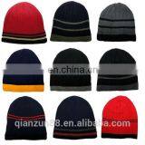 Mens Fashion Stripe Knitted Beanie Winter Beanie Hat thumbnail-4