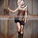 Steampunk Soft Bone Corset With Key-hole Patch and Bronze Key Pendant thumbnail-5