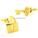 Fashion Personalized Stainless Steel Gold Lock And Key Cufflinks