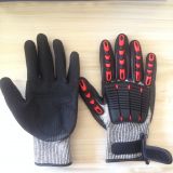 Anti Impact & Cut 13G HPPE Liner Nitrile Sandy Coated tpr anti impact gloves for oilfield