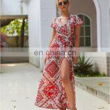 Baroque Border Print Plus Size Short Sleeve Cover up Women Summer Casual Dress thumbnail-6