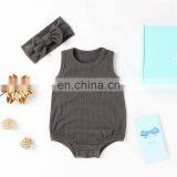 Henan Aston Garment Organic Cotton Baby Romper Sleeveless With Headband Set thumbnail-2