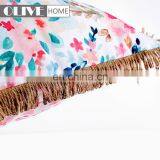 Home Decor Colorful Flower Printed Outdoor Pillow Cushion With Tassels Trimmings thumbnail-3