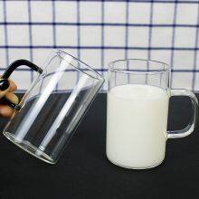 Hot Sale Logo Customized Glass Cup With Colorful Handle Glass Coffee Mug With Green Brown Blue Handle thumbnail-3