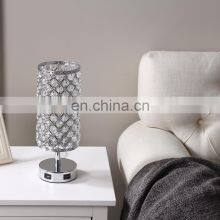Crystal Touch Control Dimming Table Lamp With Double USB Rechargeable Night Table Desk Lamp Bedroom Bedside Table Lamp