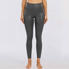 High Strength Sports Yoga Leggings With Pockets Women Workout Shiny Pants thumbnail-1