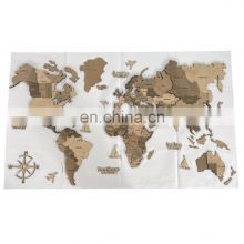 3D Wood World Map With light Backboard World Travel Map Home Wall Decoration