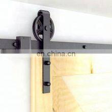 6.6ft Dark Coffee American Antique Country Wheel Roller Hanger Sliding Barn Wood Door Hardware Kit Set thumbnail-4