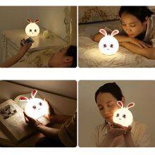 Rabbit Lamp Bunny LED Night Light Children's Night Light Baby Sleeping Bedside Lamp USB Silicone Tap Control Touch Sensor Light thumbnail-5