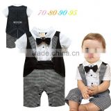 Baby Boy Tuxedo Romper Suit Newborn Boys One Pieces Rompers Baby Boy Formal Clothes Infant Gentleman Jumpsuit