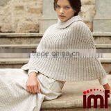 Cow Neck Crochet Poncho Top Cashmere Knitwear thumbnail-1