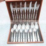 24 pcs stainless steel cutlery set with wood case new design