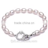 6-7mm zircon freshwater pearl bracelet