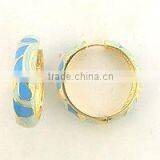 Plated Rhodium Enamel Hoop Earrings