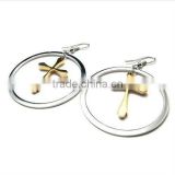 girls Stainless Steel hoop earrings wholesale china with cross inside