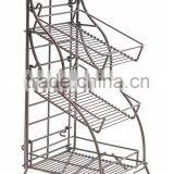 Icegreen 3-Shelf Fold-up Rectangular Brown Metal Display Rack/Shelf /Basket YC020 thumbnail-1