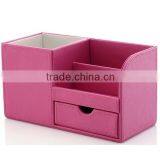 High Quality PU Desktop Storage Basket With Drawer