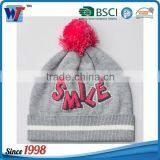 wholesale acrylic pom double layers mens white knitting hat for winter
