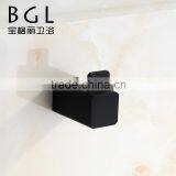 Square Design Zinc Alloy Accessories for Bathroom Wall Mounted Black Single Hook