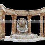 Large Outdoor Stone Column Gazebo with Fountain