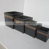 Futuristic Set Of 4 Vases With Encrusted Bamboo From Vietnam Huong Dang Lacquer Wholesale