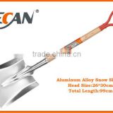 Stainless steel snow shovel with wooden handle