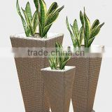 3pcs square flower basket 2012/wood frame/pe rattan/flower planter set