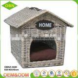 Custom Outdoor Indoor Durable Willow Woven Pet Dog House Wicker Cat House thumbnail-1
