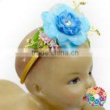 White Rose Flower With Gold Leaf U Shape Baby Hair Band With Flowers thumbnail-5