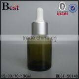 Hot Products Luxury Dark Green Glass Bottle Gold Aluminum Dropper Oblique Shoulder Essential Oil Glass Dropper Bottle Wholesale thumbnail-2