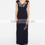 Boho Sleeveless Side Slit Maxi Plus Size Long Embroidered Dress HSd5179 thumbnail-3
