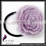 CX-E-09A Wholesale Real Rex Rabbit Fur Elastic Hair Accessory thumbnail-3