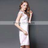 Maxnegio Notch Lapel Pink Color Cap Sleeve Office Dress thumbnail-3