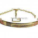 Indian Three Tone Plated Artificial Imitation Bangle Bracelet With Extension Chain thumbnail-1