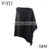 Custom Fashion High Quality Ladies Black Cashmere Pullover Poncho Sweater thumbnail-1