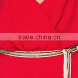 2015 Pleated Waistline Wrap-around With Belt Latest Dress Designs thumbnail-4