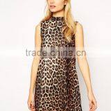 Shift Dress With Funnel Neck in Animal Print thumbnail-1