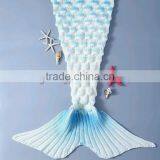 Bedroom Decor Crochet Knit Colors Fish Design Super Softextile Blanket Cozy Mermaid Tail Blanket With Sleeves thumbnail-2