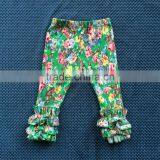 LY-048 Latest Design Cute Children Green Flower Baby Girl Icing Ruffle Pant Kids Trousers 2016 thumbnail-1