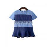 Cotton Plus Size One-piece Dress Loose Patchwork Striped Blue Top Selling Products 2017 thumbnail-1