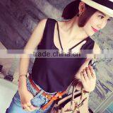 Ms Summer New Snow Spins Condole Belt Vest Outside the Brief Paragraph Loose-fitting Joker Sleeveless Chiffon Blouse T-shirt Unl thumbnail-2