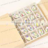 Sew On Glass AB Color 2 Holes Crystal Rhinestone Silver Flatback Sew on thumbnail-1
