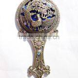 Antique Imitation Cosmetic Metal Pocket Mirror With Hair Comb,Handle Mirror/Hand Held Makeup Mirror/Round Fashion Mirror thumbnail-3