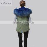 Facotory Price Fashion Fully Blue Collar Fur Vest ,winter Felman Short Fur Coat/gillet With Badge thumbnail-2