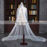 HSP1702 Luxury Real Photo Wedding Veils 3 Meters Long Lace Appliqued Bridal Veil thumbnail-5