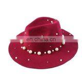 New Style Pearl High Quality Fashinal Felt Fedora Hat thumbnail-2